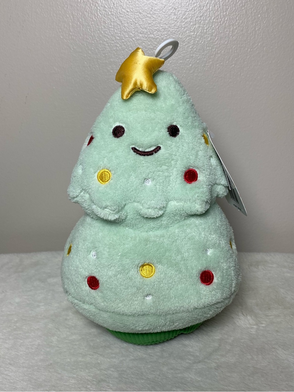 American Greetings Mint Plush Christmas Tree with Gold Star NEW W/flaw 9in